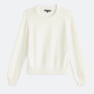 Love Ellie Women's White Crochet Sleeve Sweater